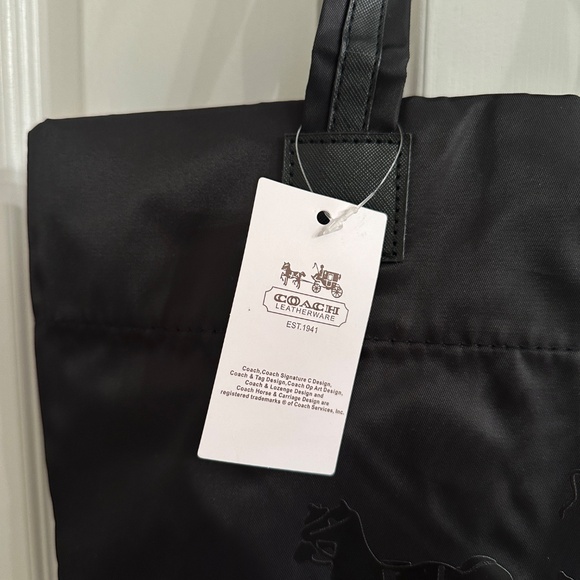 COACH Nylon Shoppers Black Tote Bag - Picture 6 of 9